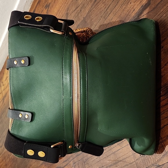 Orla Kiely Sixties Stem Punched Leather Juniper Shoulder Bag - Picture 2 of 12